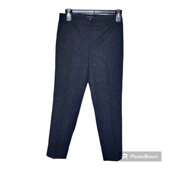 ANN TAYLOR Black Floral Textured Trousers - Picture 1 of 12